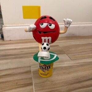 M&M's Red Character Soccer Candy Dispenser Vintage Collectible Red Soccer Ball